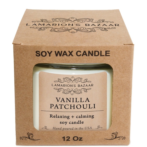 VANILLA + PATCHOULI Relaxing Calming Vanilla Patchouli Scented Candle -100% Soy - Picture 3 of 3